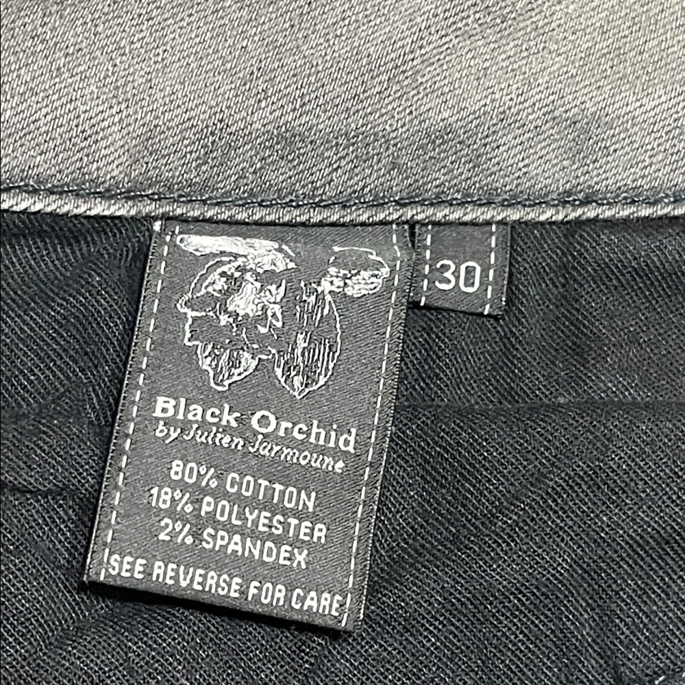 Black Orchid Women’s Gray Skinny Jeans with Black Velvet Side Panels - Picture 7 of 7